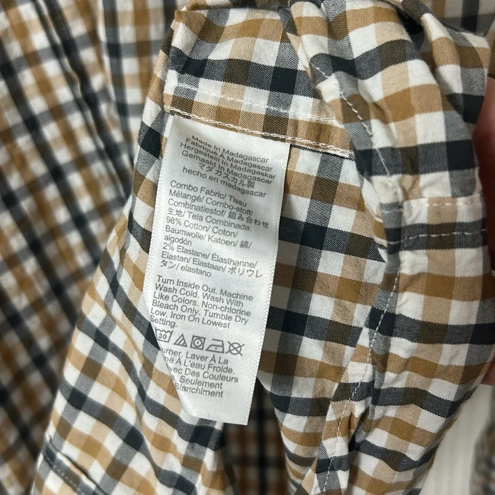 J.Crew Mens Shirt XL Slim Untucked Flex Washed Gingham Long Sleeve Button
